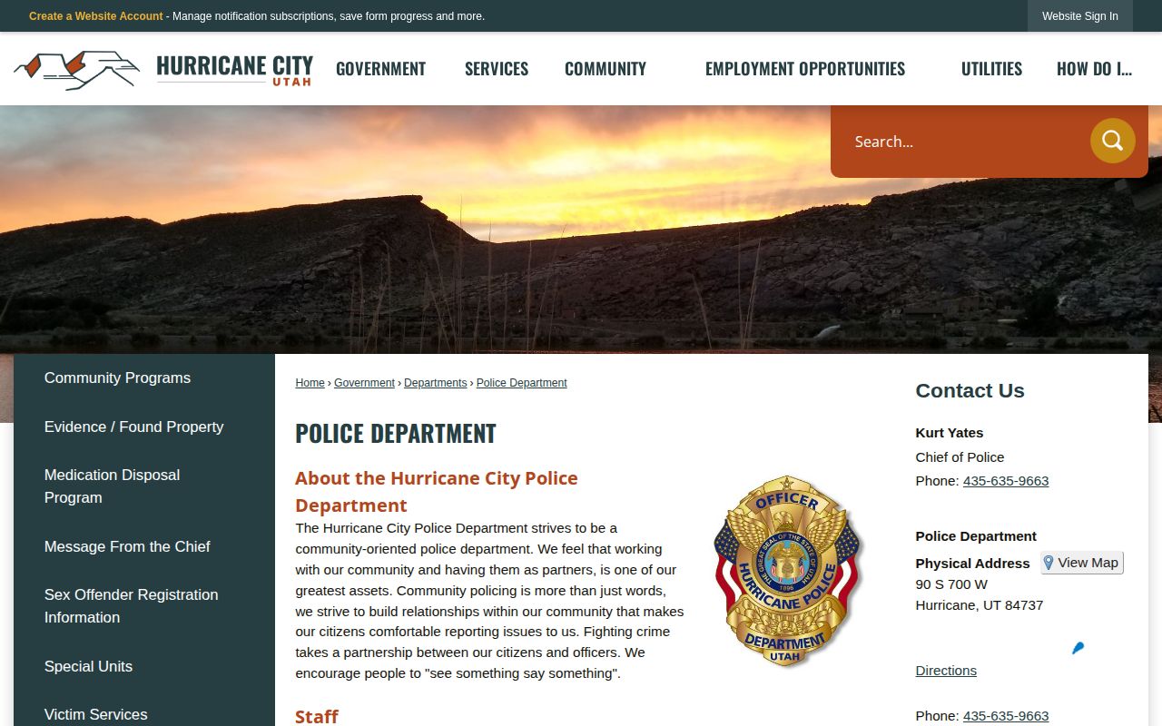 Hurricane Police Department records route for arrest reports